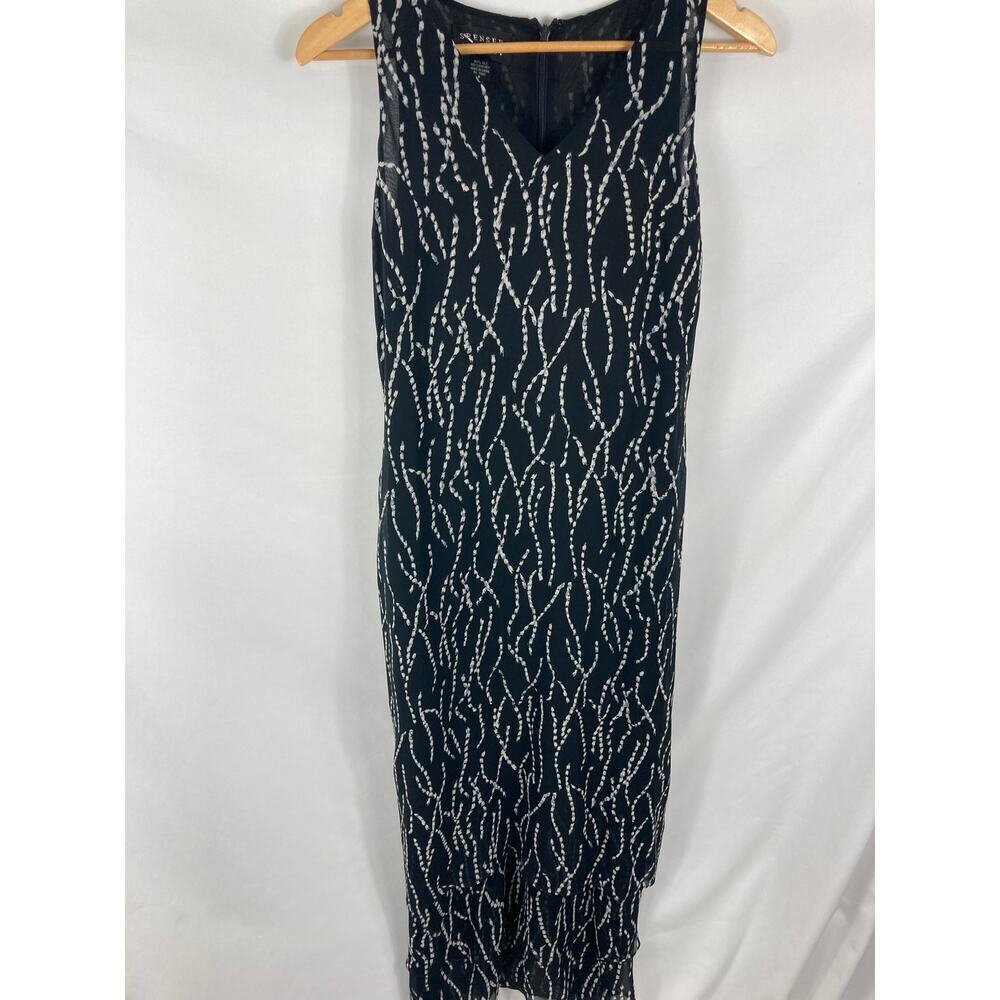 Spenser Jeremy Vintage 100% Silk Sleeveless Black White Dress Size 8